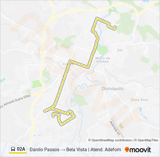 Mapa da linha 02A de ônibus