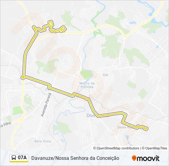 Mapa da linha 07A de ônibus