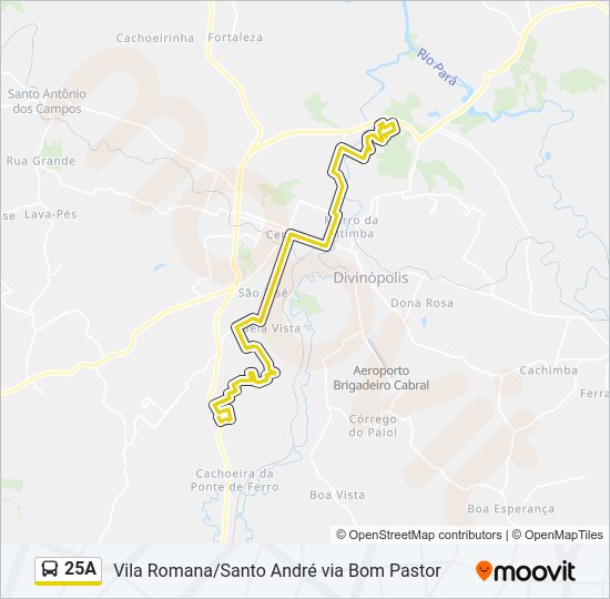 Mapa da linha 25A de ônibus