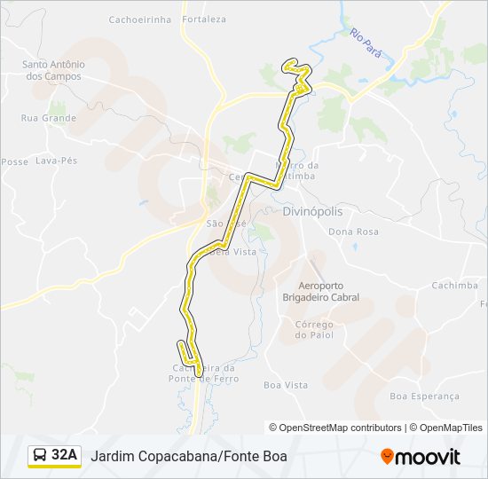 Mapa da linha 32A de ônibus