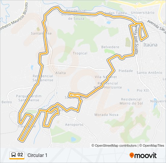 Mapa da linha 02 de ônibus