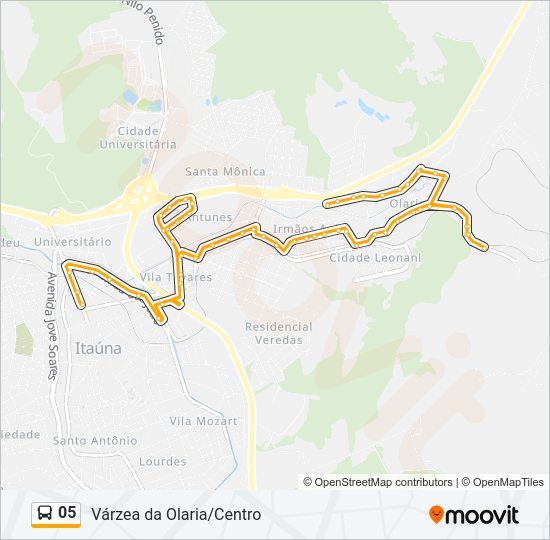 Mapa da linha 05 de ônibus