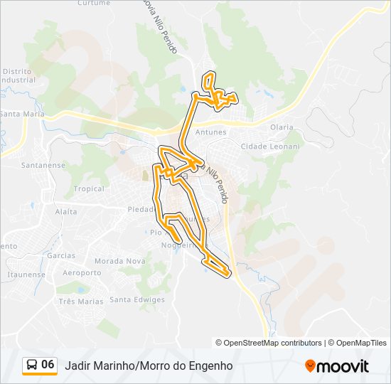 Mapa da linha 06 de ônibus