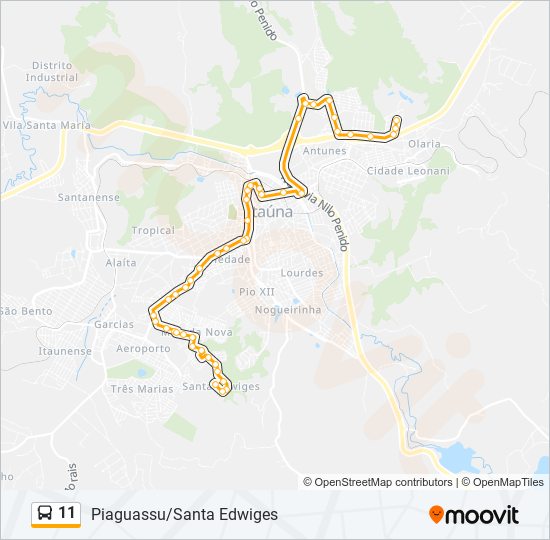 Mapa da linha 11 de ônibus