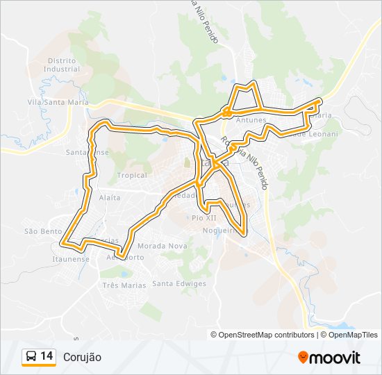 Mapa da linha 14 de ônibus