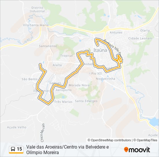 Mapa da linha 15 de ônibus