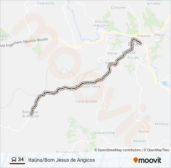 34 Bus Line Map