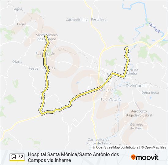 Mapa da linha 72 de ônibus