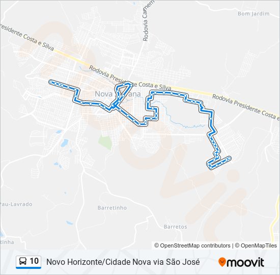 Mapa de 10 de autobús