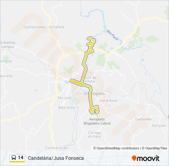 Mapa da linha 14 de ônibus