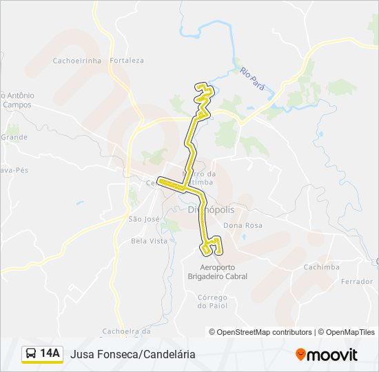 Mapa da linha 14A de ônibus