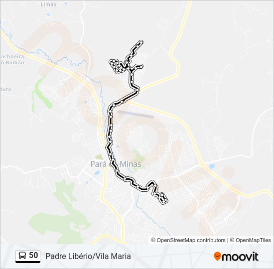 Mapa da linha 50 de ônibus
