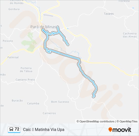 Mapa da linha 72 de ônibus