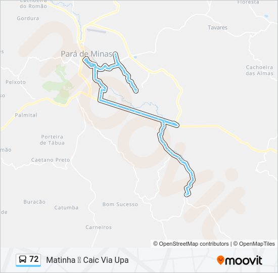 Mapa da linha 72 de ônibus