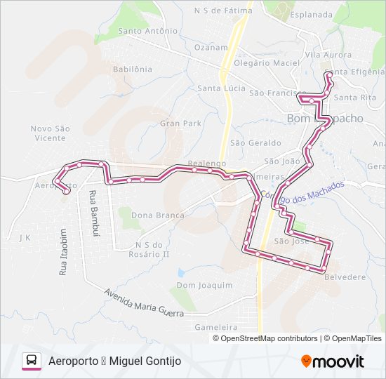 Mapa da linha MIGUEL GONTIJO de ônibus