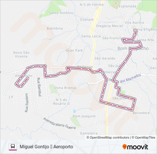 Mapa da linha MIGUEL GONTIJO de ônibus