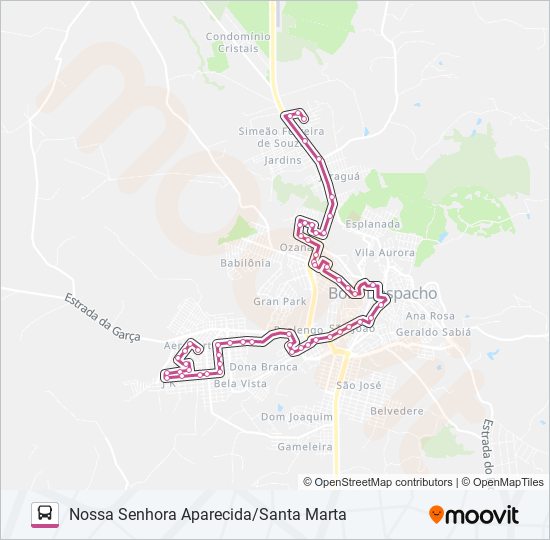 Mapa da linha NOSSA SENHORA APARECIDA de ônibus
