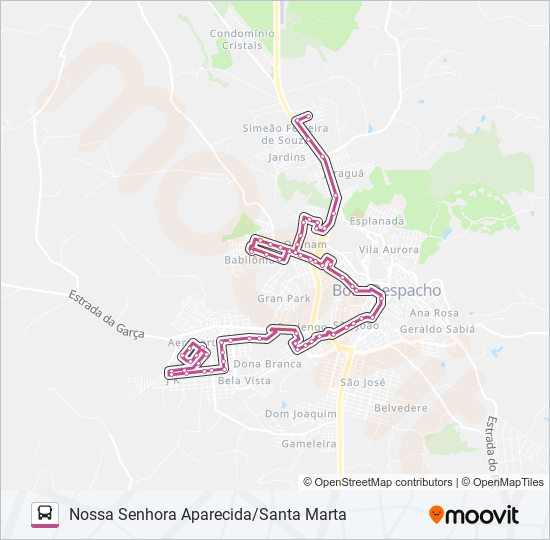 Mapa da linha NOSSA SENHORA APARECIDA de ônibus