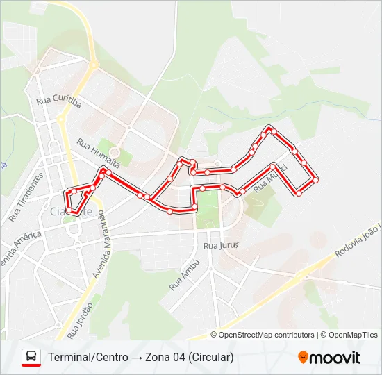 004 ZONA 04 Bus Line Map