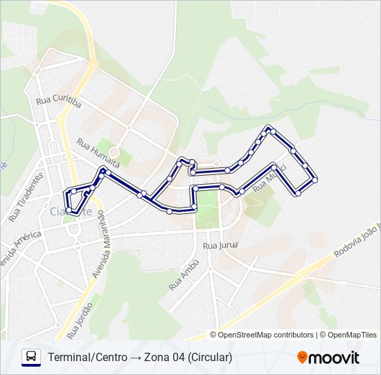 Mapa da linha 004 ZONA 04 de ônibus