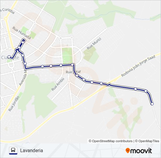Mapa da linha 010 LAVANDERIA de ônibus
