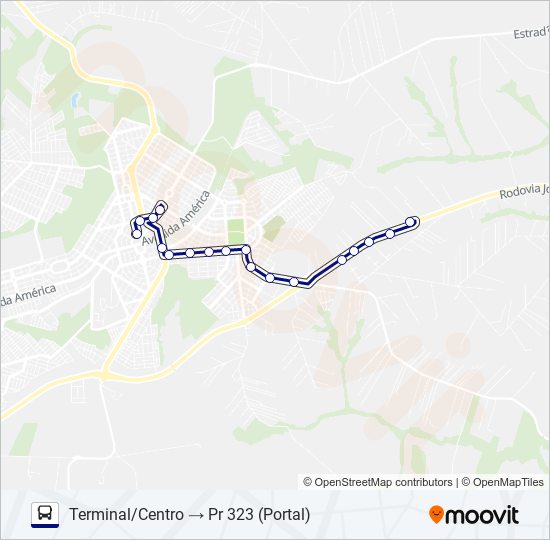 Mapa da linha 012 PR 232 (PORTAL) de ônibus