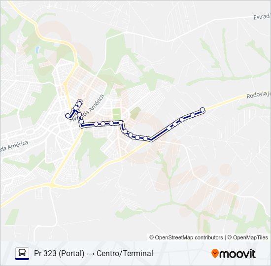 Mapa da linha 012 PR 232 (PORTAL) de ônibus