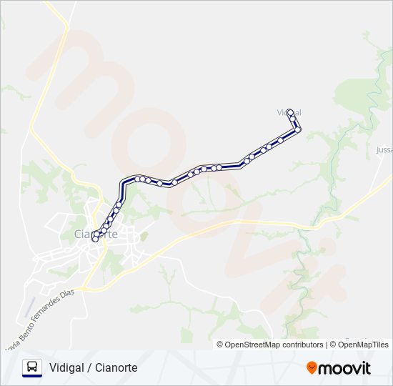 Mapa da linha 009 VIDIGAL / CIANORTE de ônibus