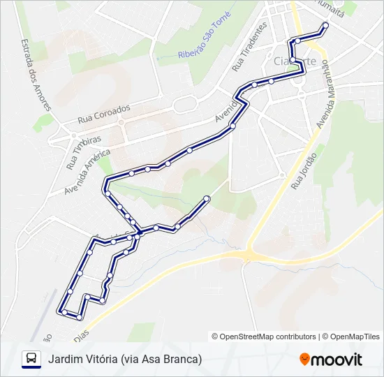 001 JARDIM VITÓRIA (VIA ASA BRANCA) Bus Line Map