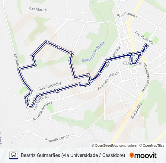 002 BEATRIZ GUIMARÃES (VIA UNIVERSIDADE / CASSIDORE) Bus Line Map