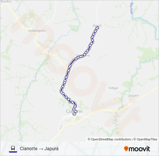 0380-400 CIANORTE / JAPURÁ Bus Line Map
