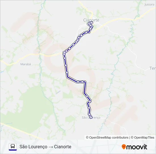 15 CIANORTE / SÃO LOURENÇO Bus Line Map