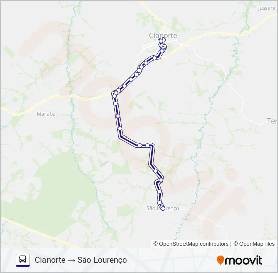 15 CIANORTE / SÃO LOURENÇO Bus Line Map