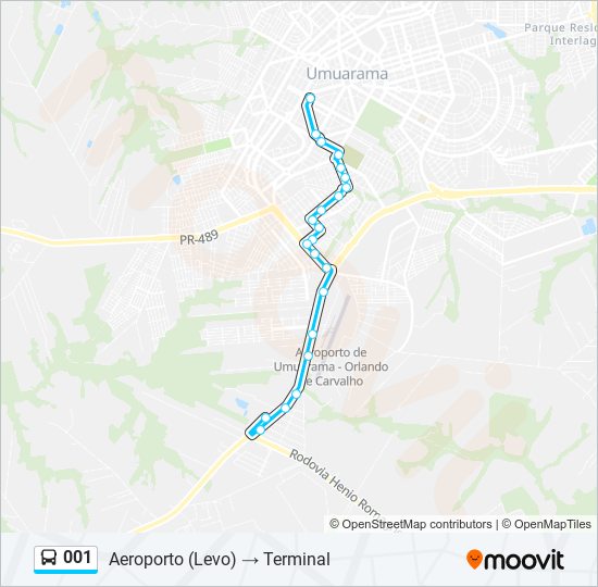 Mapa da linha 001 de ônibus
