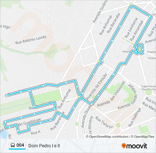 Mapa da linha 004 de ônibus