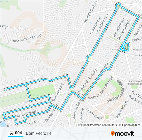 Mapa de 004 de autobús