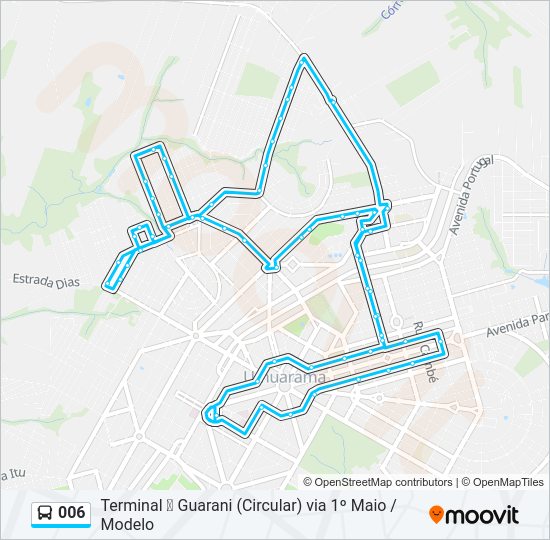Mapa da linha 006 de ônibus