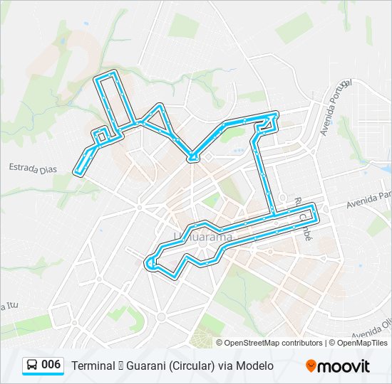 Mapa da linha 006 de ônibus