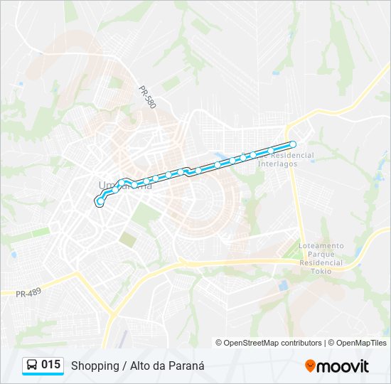 Mapa da linha 015 de ônibus