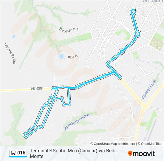 Mapa de 016 de autobús