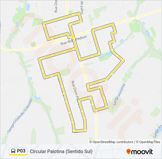 Mapa da linha P03 de ônibus