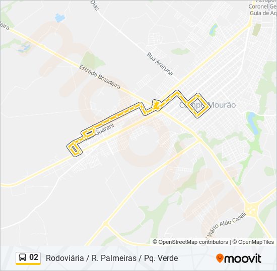 Mapa da linha 02 de ônibus