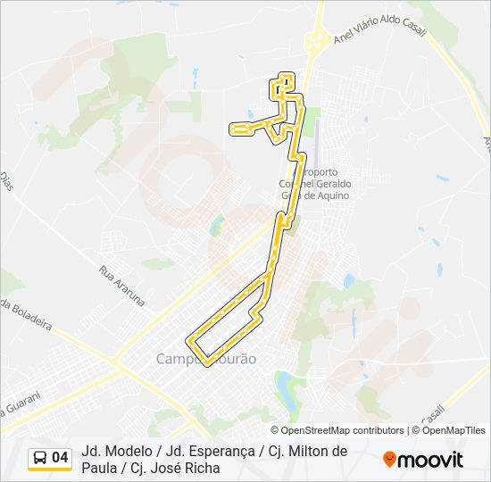 Mapa da linha 04 de ônibus