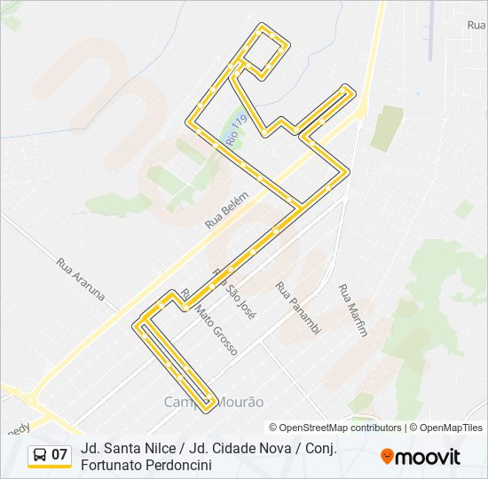 Mapa da linha 07 de ônibus