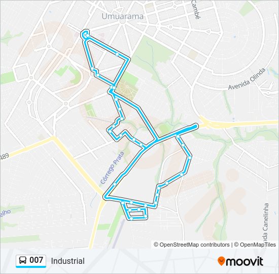 Mapa da linha 007 de ônibus