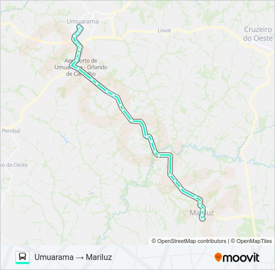 Mapa da linha 1531-540 de ônibus