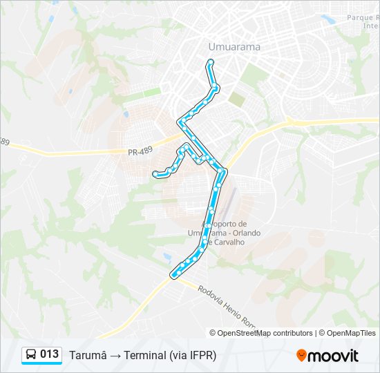 Mapa da linha 013 de ônibus