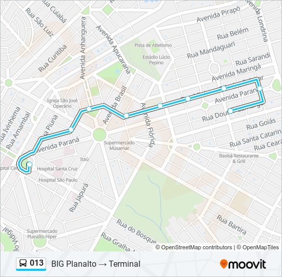 Mapa de 013 de autobús