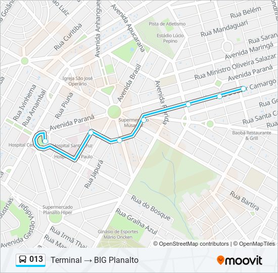 Mapa de 013 de autobús