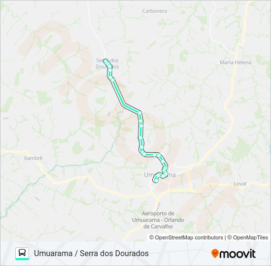 Mapa da linha UMUARAMA / SERRA DOS DOURADOS de ônibus
